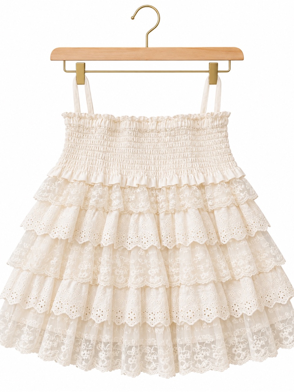 Moda International Cream Lace Tiered Tank Top